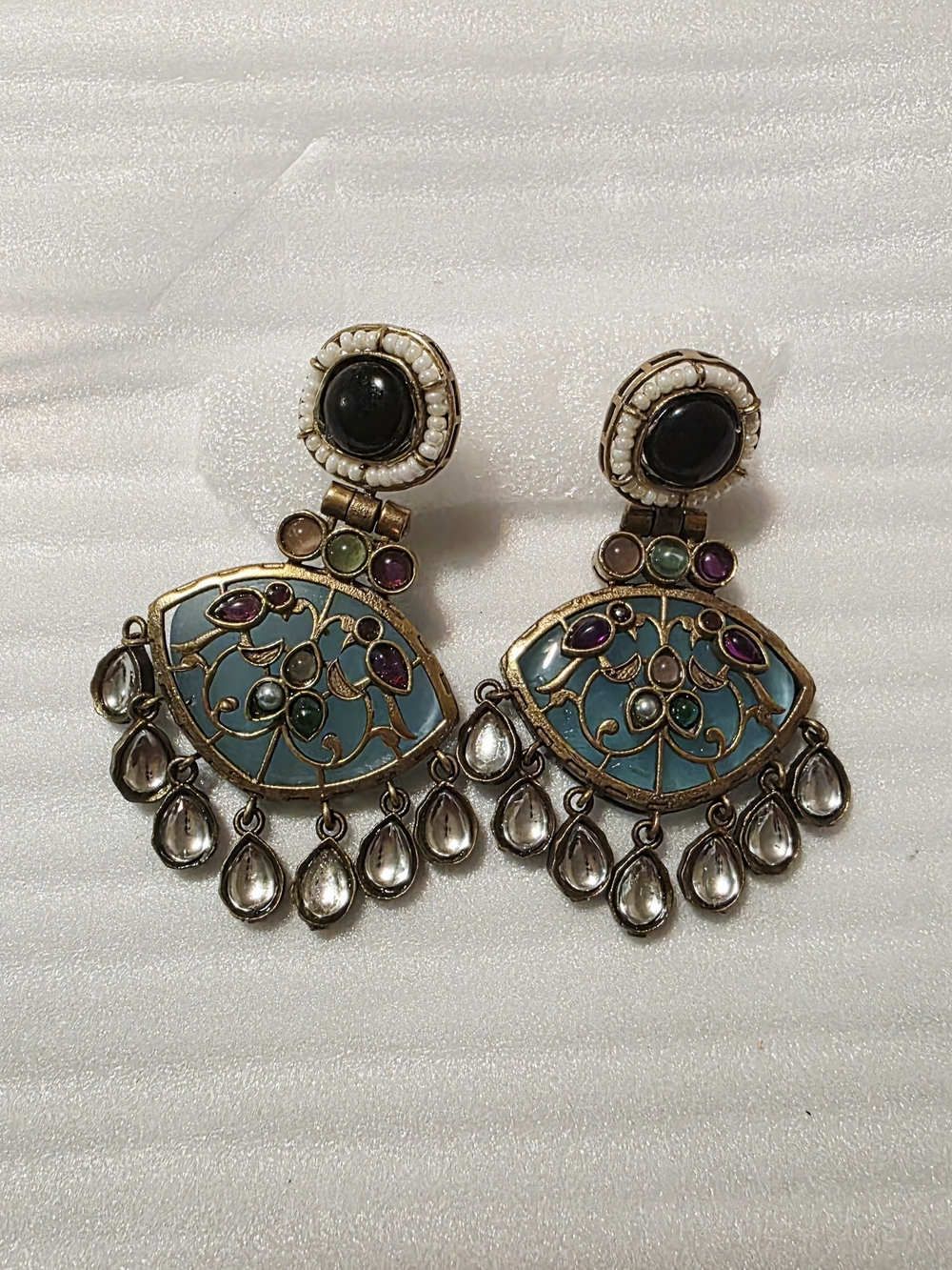 Turquoise and Multistone Dangle Earrings